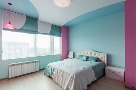 Russia, Moscow- May 20, 2019: interior room apartment. standard repair decoration in hostelのeditorial素材