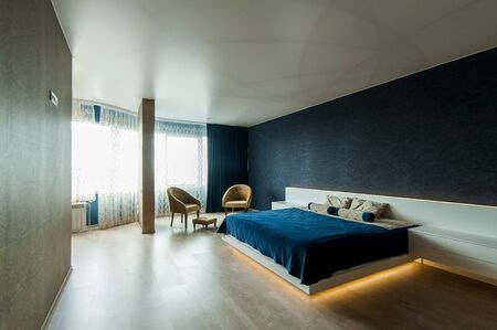 Russia, Moscow- May 20, 2019: interior room apartment. standard repair decoration in hostelのeditorial素材