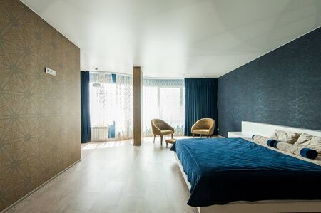 Russia, Moscow- May 20, 2019: interior room apartment. standard repair decoration in hostelのeditorial素材