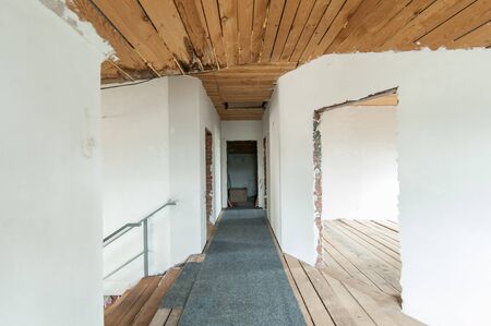 Russia, Moscow- June 05, 2019: interior room apartment. standard repair decoration in hostelのeditorial素材