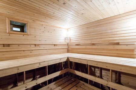 Russia, Moscow- May 29, 2019: interior room apartment. bathhouse, saunaのeditorial素材