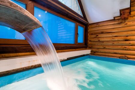 Russia, Moscow- July 06, 2019: interior room apartment. standard repair decoration in hostel. bathhouse, saunaのeditorial素材