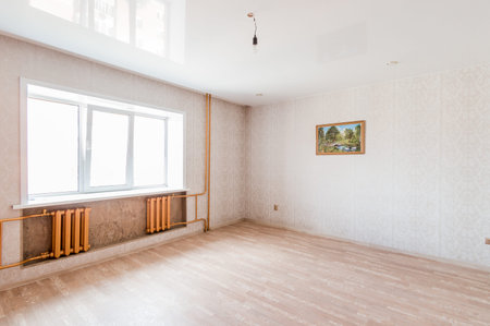 Russia, Moscow- July 06, 2019: interior room apartment. standard repair decoration in hostelのeditorial素材