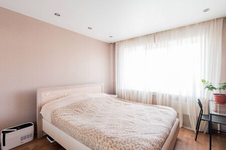 Russia, Moscow- July 06, 2019: interior room apartment. standard repair decoration in hostelのeditorial素材