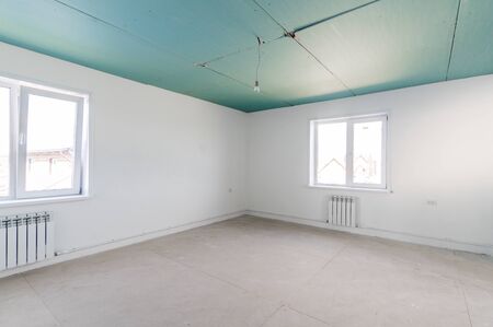 Russia, Moscow- July 06, 2019: interior room apartment. rough repair for self-finishing. finishing stage of construction. townhouseのeditorial素材