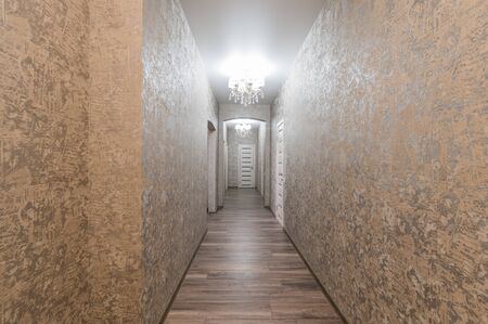 Russia, Moscow- July 06, 2019: interior room apartment. standard repair decoration in hostelのeditorial素材