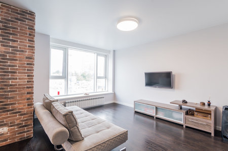 Russia, Moscow- July 02, 2019: interior room apartment. standard repair decoration in hostel