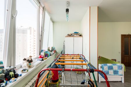 Russia, Moscow- July 06, 2019: interior room apartment. standard repair decoration in hostelのeditorial素材