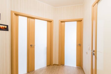 Russia, Moscow- July 08, 2019: interior room apartment. standard repair decoration in hostel. room doors, repairのeditorial素材