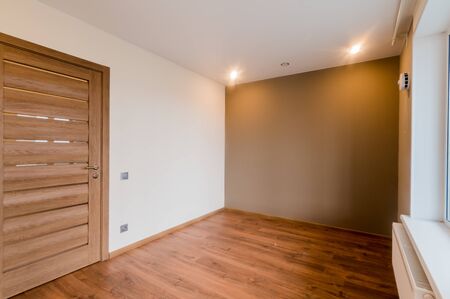 Russia, Moscow- July 16, 2019: interior room apartment. standard repair decoration in hostel. bright empty room without furnitureのeditorial素材