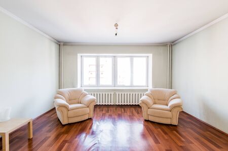 Russia, Moscow- August 01, 2019: interior room apartment. standard repair decoration in hostelのeditorial素材