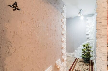 Russia, Omsk- August 05, 2019: interior room apartment. standard repair decoration in hostelのeditorial素材