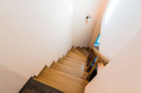 Russia, Moscow- August 05, 2019: interior room apartment modern bright cozy atmosphere. general cleaning, home decoration, preparation of the house for sale. stairs, stepsのeditorial素材