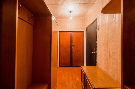 Russia, Omsk- August 05, 2019: interior room apartment. standard repair decoration in hostelのeditorial素材