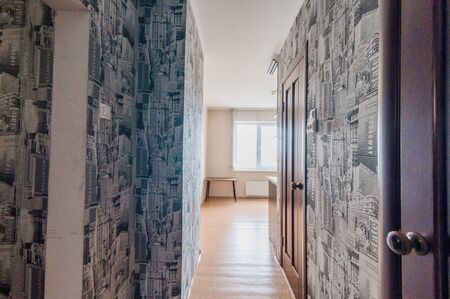 Russia, Moscow- August 05, 2019: interior room apartment modern bright cozy atmosphere. general cleaning, home decoration, preparation of house for sale. room doors, repair corridorのeditorial素材