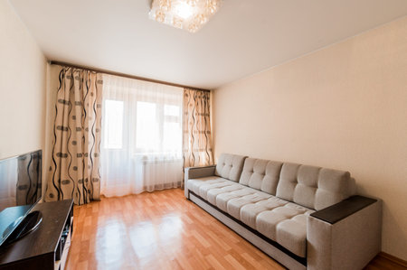 Russia, Moscow- September 08, 2019: interior room apartment modern bright cozy atmosphere. general...