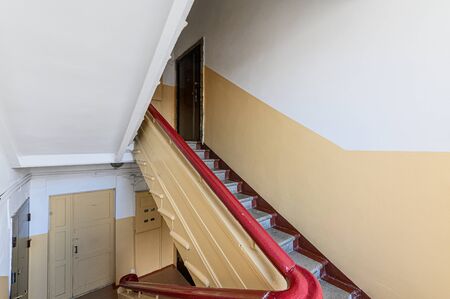 Russia, Moscow- October 17, 2019: interior room apartment modern bright cozy atmosphere. general cleaning, home decoration, preparation of house for sale. public place, porch. doors, walls, corridorsのeditorial素材
