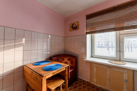 Russia, Moscow- November 20, 2019: interior room apartment modern bright cozy atmosphere. general cleaning, home decoration, preparation of house for saleのeditorial素材