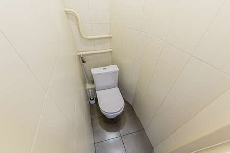 Russia, Moscow- January 27, 2020: interior room apartment modern bright cozy atmosphere. general cleaning, home decoration, modern bathroom, sink, decoration elements, toiletのeditorial素材