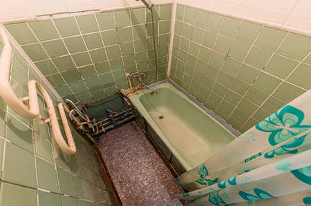 Russia, Moscow- February 10, 2020: interior room apartment modern bright cozy atmosphere. general cleaning, home decoration, preparation of house for sale. bathroom, sink, decor elements, toiletのeditorial素材