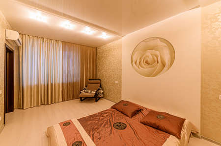 Russia, Moscow- February 10, 2020: interior room apartment modern bright cozy atmosphere. general cleaning, home decoration, preparation of house for saleのeditorial素材