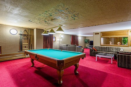 interior apartment room large wooden pool table billiard club