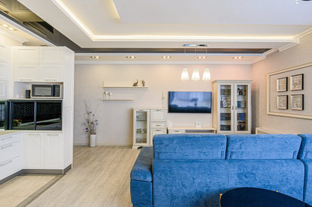 standard interior apartment. living room with sofaの写真素材