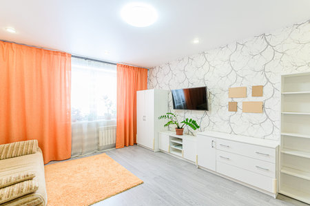 standard interior apartment. living room with sofaの写真素材