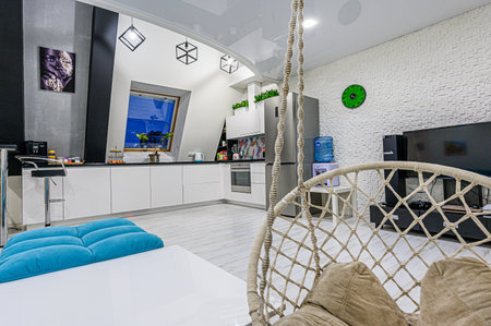 standard interior apartment living room with sofaの写真素材