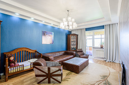 standard interior apartment living room with sofaの写真素材