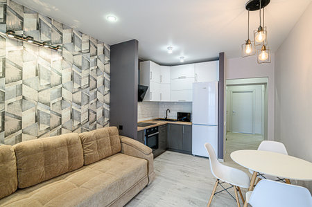 standard interior apartment living room with sofaの写真素材