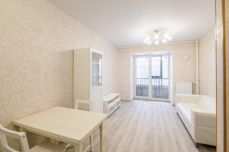 standard interior apartment living room with sofaの写真素材