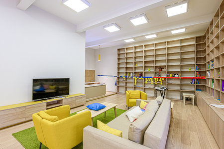 standard interior apartment living room with sofaの写真素材