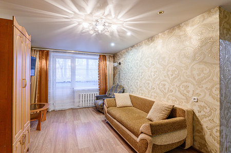 standard interior apartment living room with sofaの写真素材