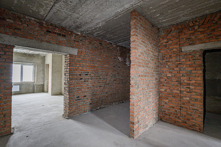 interior decoration, bare walls of the room, stage of construction. interior apartment roomの写真素材