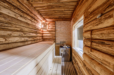 standard interior wooden bath, sauna, steam roomの写真素材