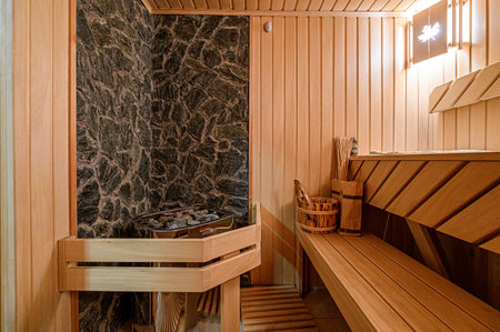 standard interior wooden bath, sauna, steam roomの写真素材