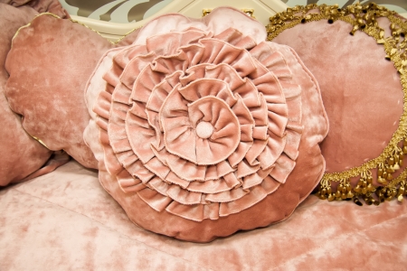 Pink Velvet Cushion in childrenの写真素材