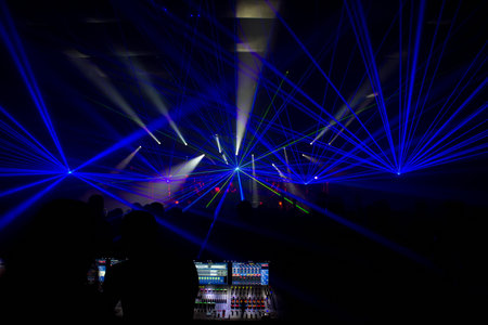bright laser show in the crowd of merry men