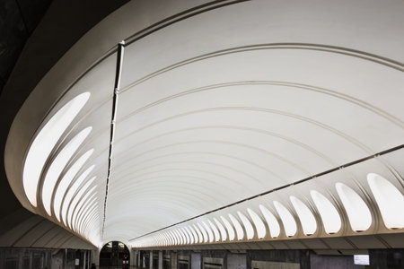 MOSCOW - July 10: The metro station Dostoyevskaya at night on July 10, 2013 in Moscow, Russia. On the walls of subway stations Dostoevsky depicts scenes illustrating the four novels of Fyodor Dostoyevsky.のeditorial素材
