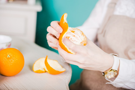 beautiful pregnant girl in the studio shootingの写真素材