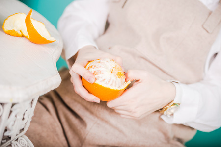 beautiful pregnant girl in the studio shootingの写真素材