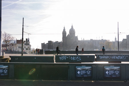 Holland Amsterdam November 3, 2015 beautiful streets of Amsterdam are on the channelのeditorial素材