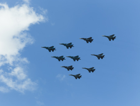 Military aircraft on the Victory Day parade on May 9のeditorial素材