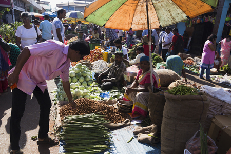 Mapuza Market with vegetables, fruits and food and souvenirs is located in India, Goa State,  March 10, 2017のeditorial素材