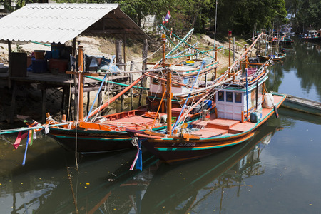 Water transport in the blue sea on the islands of Thailand, Suratani, april 17, 2015の写真素材