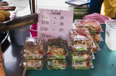 Thai famous market in TongSala with fresh vegetables and fruits Thailand, co-phangan, TongSala July 27, 2017のeditorial素材