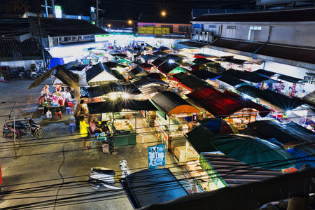 Thai famous market in TongSala with fresh vegetables and fruits Thailand, co-phangan, TongSala July 27, 2017のeditorial素材