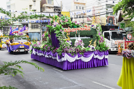 Beautiful decorated cars with flowers and fabrics for the new year Thailand, Bangkok, April 12, 2015のeditorial素材
