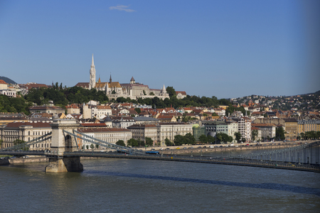 Hungary, Budapest, 29 may 2016, beautiful historical part of Hungary bridge connects 2 parts of the city: Hungary, Budapest, 29 may 2016の写真素材